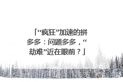 “疯狂”加速的拼多多:问题多多,“劫难”近在眼前?