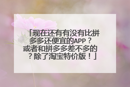 现在还有有没有比拼多多还便宜的APP?或者和拼多多差不多的?除了淘宝特价版!