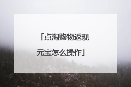 点淘购物返现元宝怎么操作