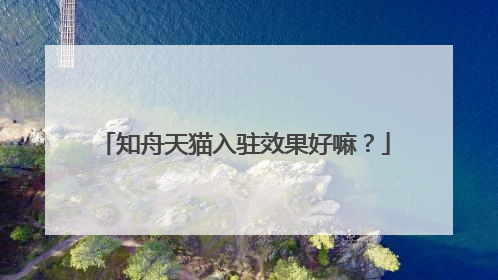 知舟天猫入驻效果好嘛?