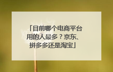 目前哪个电商平台用的人最多?京东、拼多多还是淘宝