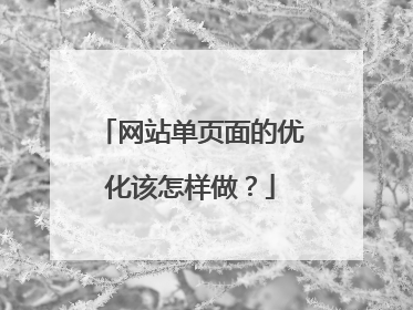 网站单页面的优化该怎样做？