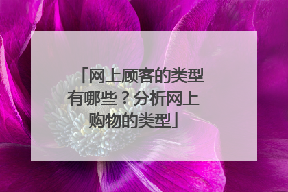 网上顾客的类型有哪些？分析网上购物的类型