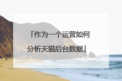 作为一个运营如何分析天猫后台数据