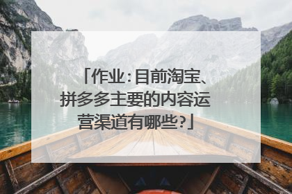 作业:目前淘宝、拼多多主要的内容运营渠道有哪些?