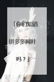 你们知道拼多多网叶吗?