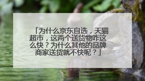 为什么京东自选,天猫超市,这两个送货物咋这么快?为什么其他的品牌商家送货就不快呢?