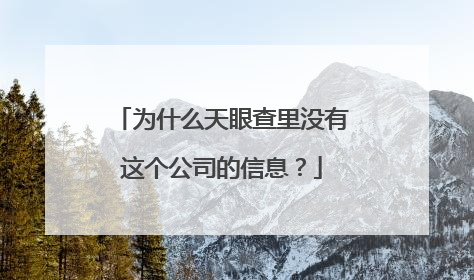 为什么天眼查里没有这个公司的信息？