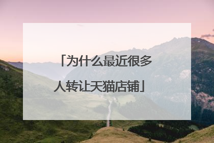 为什么最近很多人转让天猫店铺