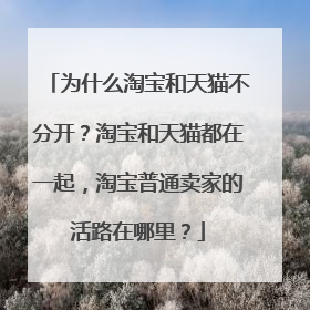 为什么淘宝和天猫不分开?淘宝和天猫都在一起,淘宝普通卖家的活路在哪里?
