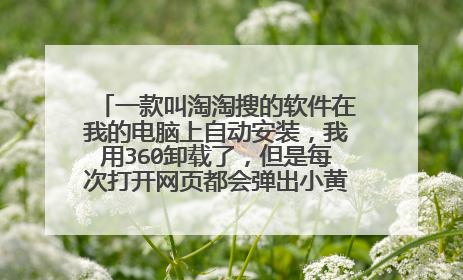 一款叫淘淘搜的软件在我的电脑上自动安装,我用360卸载了,但是每次打开网页都会弹出小黄页,右下角写