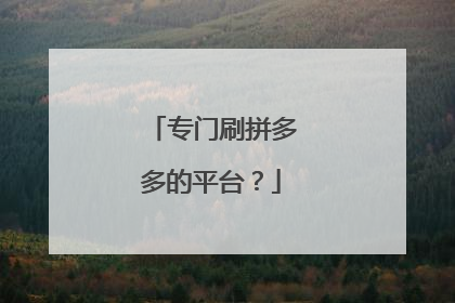 专门刷拼多多的平台？