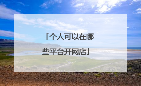 个人可以在哪些平台开网店