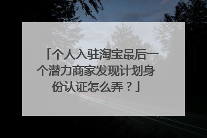 个人入驻淘宝最后一个潜力商家发现计划身份认证怎么弄？