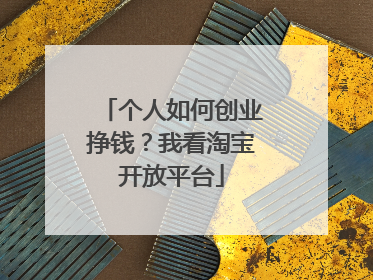 个人如何创业挣钱?我看淘宝开放平台