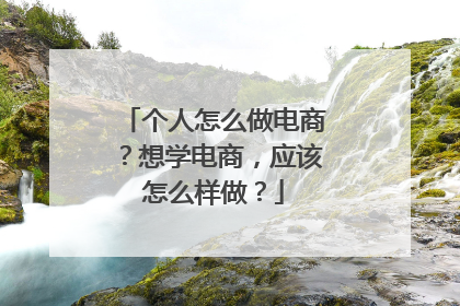 个人怎么做电商?想学电商,应该怎么样做?