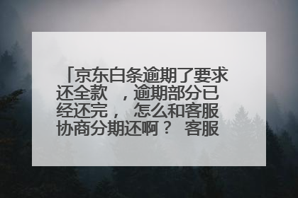 京东白条逾期了要求还全款 ，逾期部分已经还完， 怎么和客服协商分期还啊？ 客服电话多少 ？