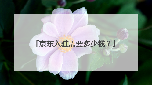 京东入驻需要多少钱?