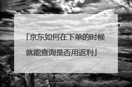 京东如何在下单的时候就能查询是否用返利