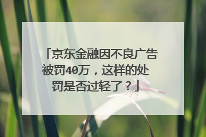 京东金融因不良广告被罚40万,这样的处罚是否过轻了?