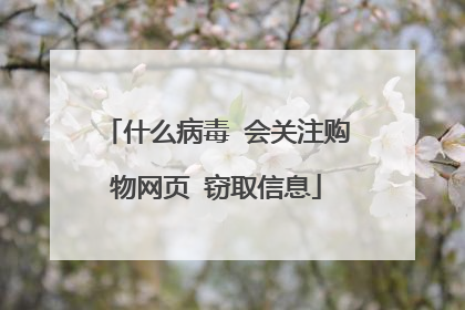 什么病毒 会关注购物网页 窃取信息