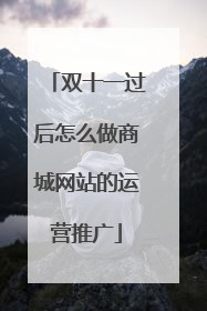 双十一过后怎么做商城网站的运营推广
