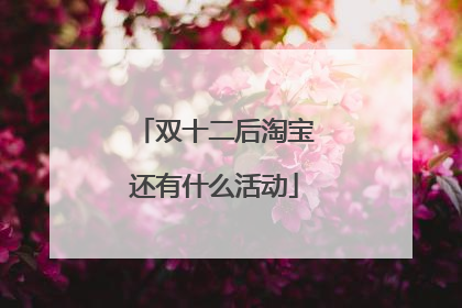 双十二后淘宝还有什么活动