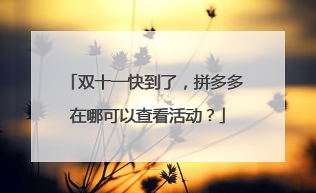 双十一快到了，拼多多在哪可以查看活动？