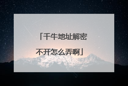 千牛地址解密不开怎么弄啊