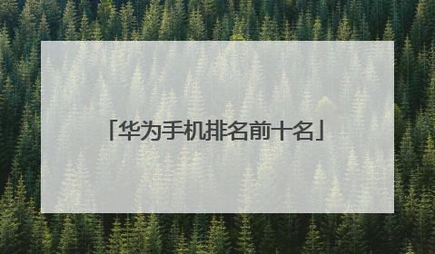 华为手机排名前十名