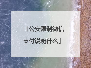 公安限制微信支付说明什么