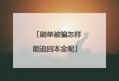 刷单被骗怎样能追回本金呢