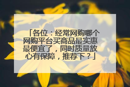 各位：经常网购哪个网购平台买商品最实惠最便宜了，同时质量放心有保障，推荐下？