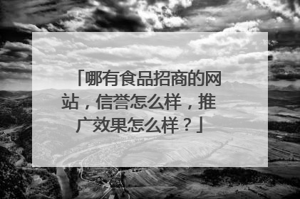 哪有食品招商的网站,信誉怎么样,推广效果怎么样?