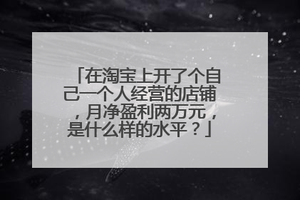 在淘宝上开了个自己一个人经营的店铺,月净盈利两万元,是什么样的水平?