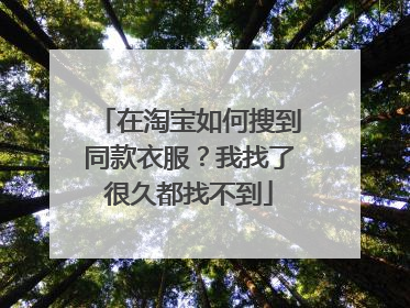 在淘宝如何搜到同款衣服?我找了很久都找不到
