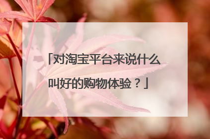 对淘宝平台来说什么叫好的购物体验?