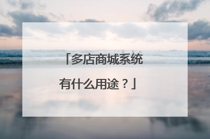 多店商城系统有什么用途?