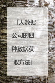大数据公司的四种数据获取方法