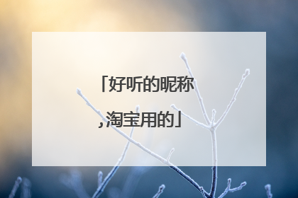 好听的昵称,淘宝用的