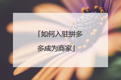 如何入驻拼多多成为商家
