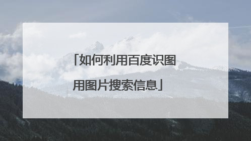 如何利用百度识图用图片搜索信息