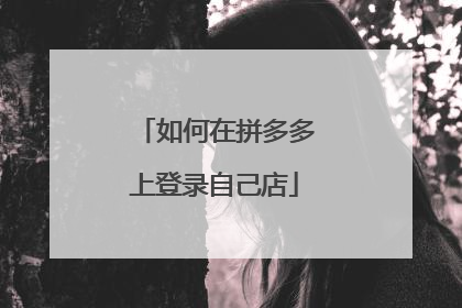 如何在拼多多上登录自己店
