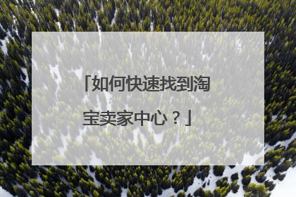 如何快速找到淘宝卖家中心?