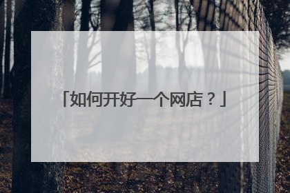 如何开好一个网店？