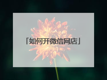 如何开微信网店