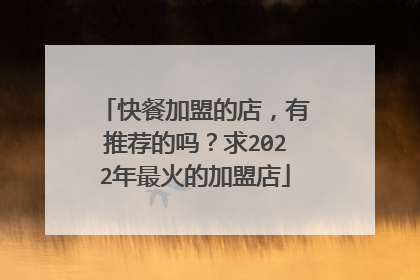 快餐加盟的店,有推荐的吗?求2022年最火的加盟店