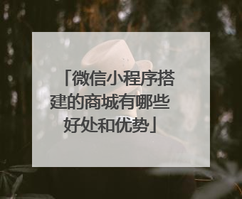 微信小程序搭建的商城有哪些好处和优势