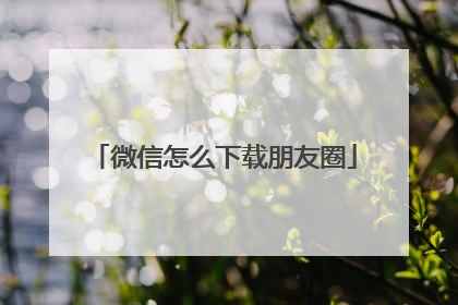 微信怎么下载朋友圈