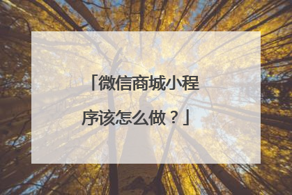 微信商城小程序该怎么做?